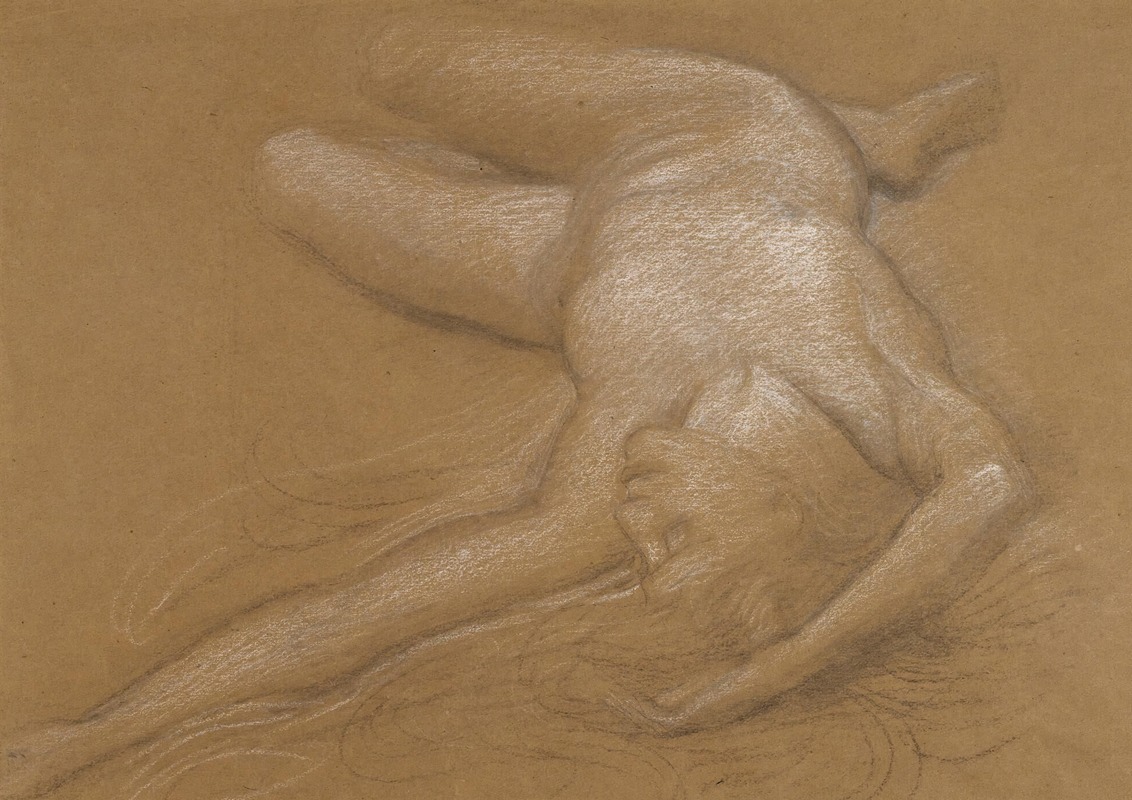 Edward John Poynter - Study Of A Reclining Nude Girl For The Cave Of The Storm Nymphs