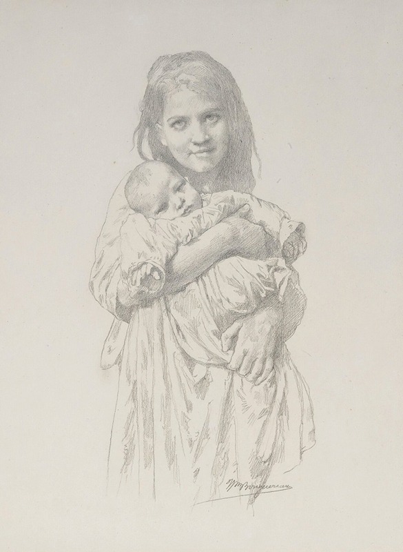 William Bouguereau - Fillette Et Enfant