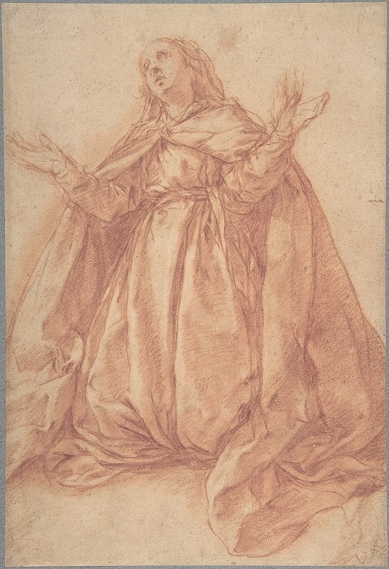 Abraham Bloemaert - Kneeling Female Figure with Upraised Arms