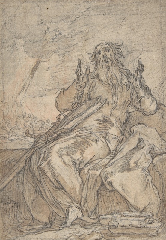 Abraham Bloemaert - Saint Paul Seated, with his Conversion in the Background