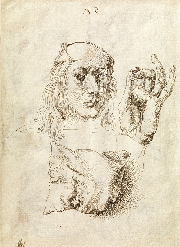 Albrecht Dürer - Self-portrait, Study of a Hand and a Pillow