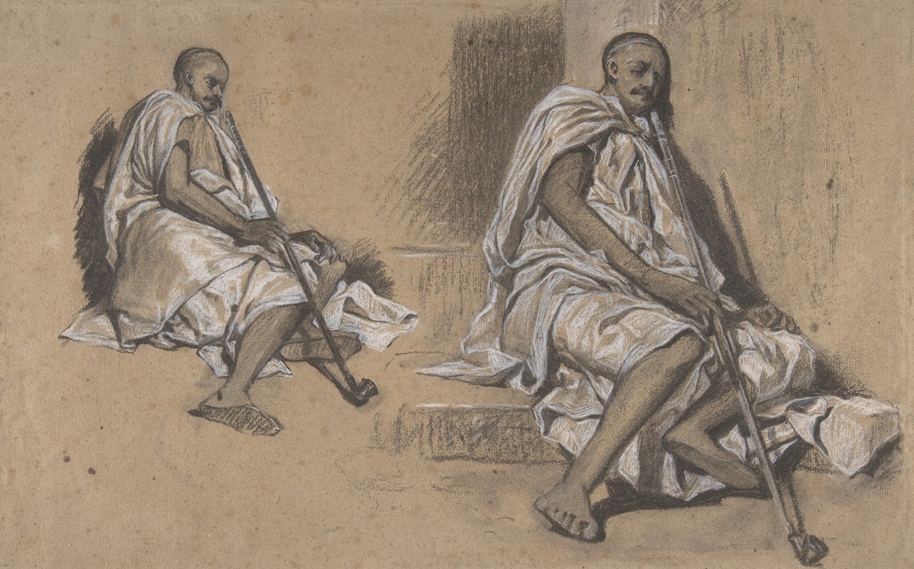 Alexandre-Gabriel Decamps - Two Studies of a Seated Arab with a Pipe