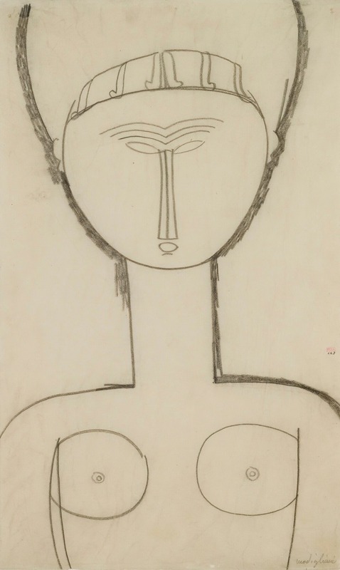 Amedeo Modigliani - Cariatide, vue de face, demi-figure