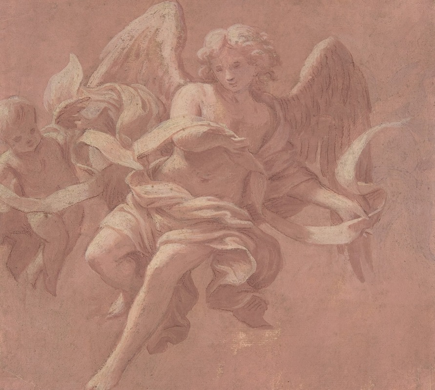 Antonio Franchi - Putto and Angel Holding a Banderole
