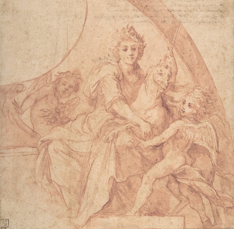 Baldassarre Franceschini - Allegorical Figure of Purity with a Unicorn and Two Putti