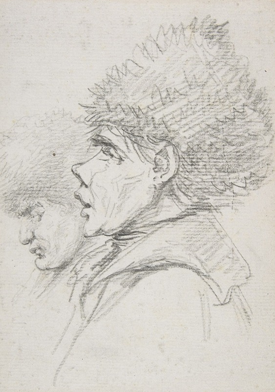 Vivant Denon - Profile of two soldiers wearing fur caps