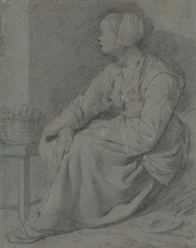 Cornelis Pietersz. Bega - A Woman Seated Near a Basket on a Stool