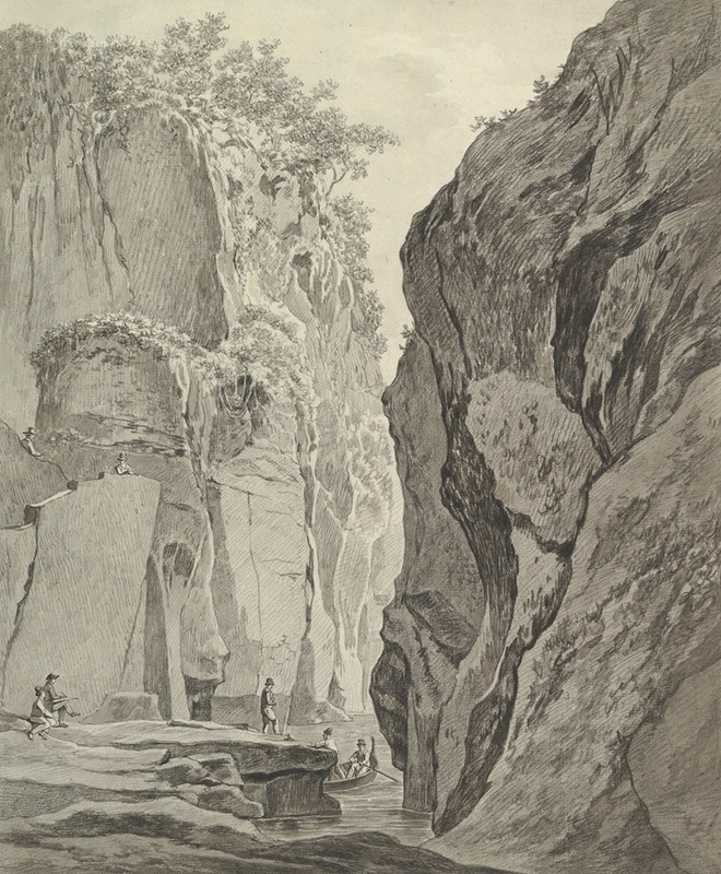 Daniël Dupré - Figures Boating in a Gorge near Sorrento