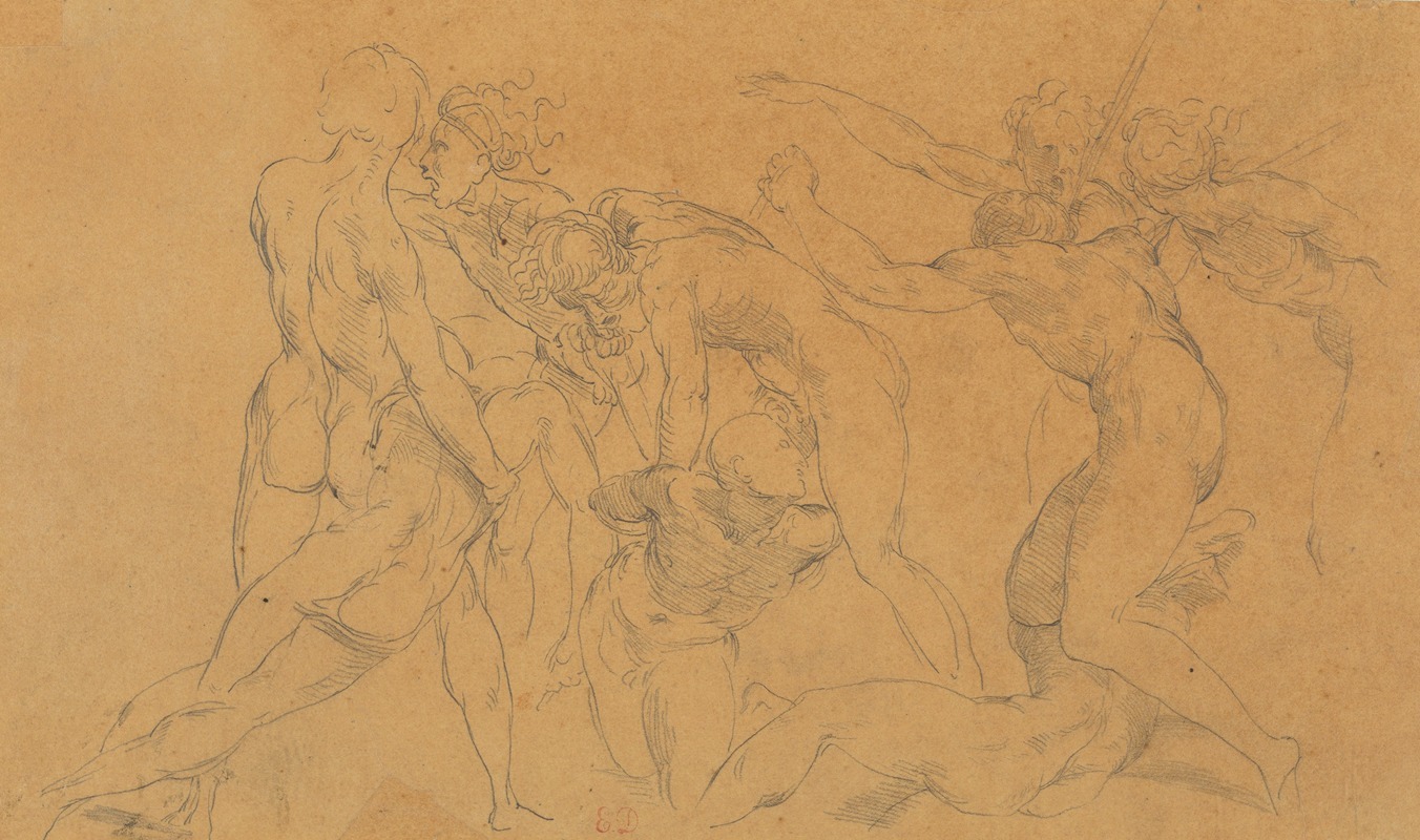 Eugène Delacroix - Battle Scene with a Prisoner Being Bound, after Raphael