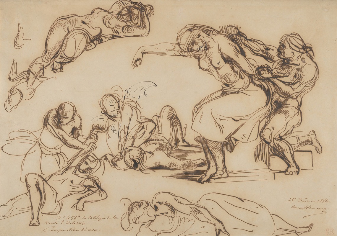 Eugène Delacroix - Figure Studies for the Salon du Roi, Palais Bourbon