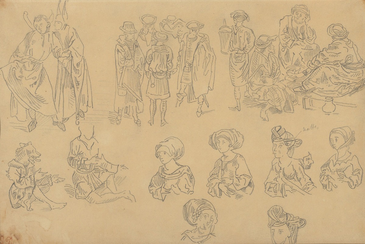 Eugène Delacroix - Figures in Medieval Costume (Tracings from the ‘Nuremberg Chronicle’)