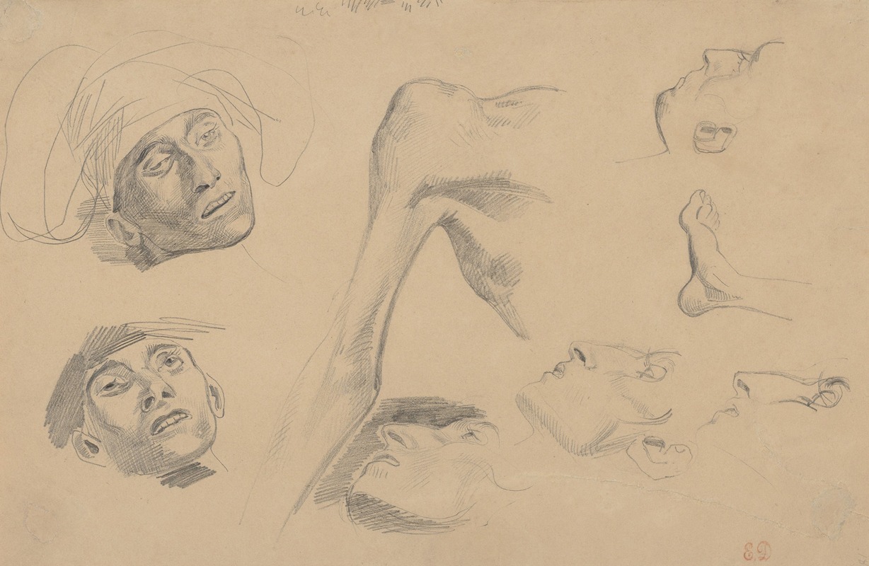 Eugène Delacroix - Head, Shoulder, and Foot, Studies for ‘Scenes from the Chios Massacres’
