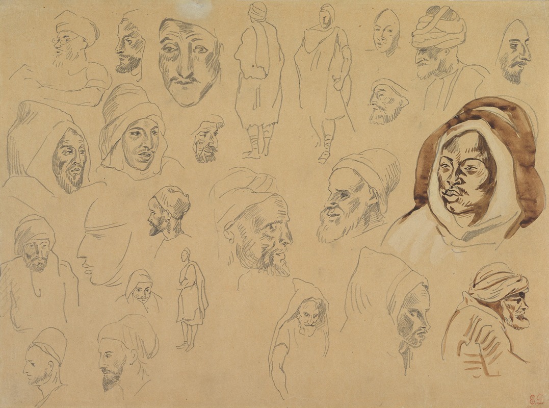 Eugène Delacroix - Studies of Arab Heads and Figures