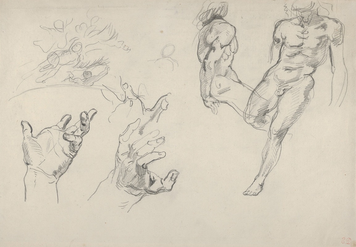 Eugène Delacroix - Studies of Hands and Figures for the Salon du Roi, Palais Bourbon