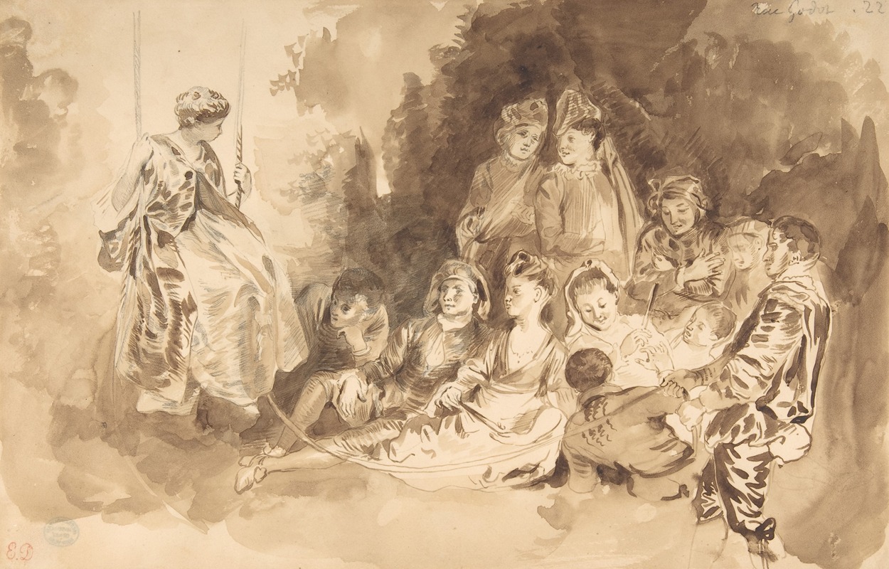 Eugène Delacroix - ‘The Swing,’ after Antoine Watteau (Les Agréements de l’été)