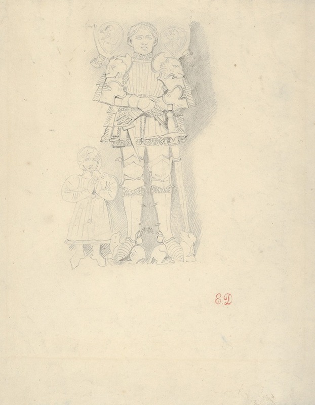 Eugène Delacroix - Tomb Effigies; A Man in a Suit of Armor beside a Child