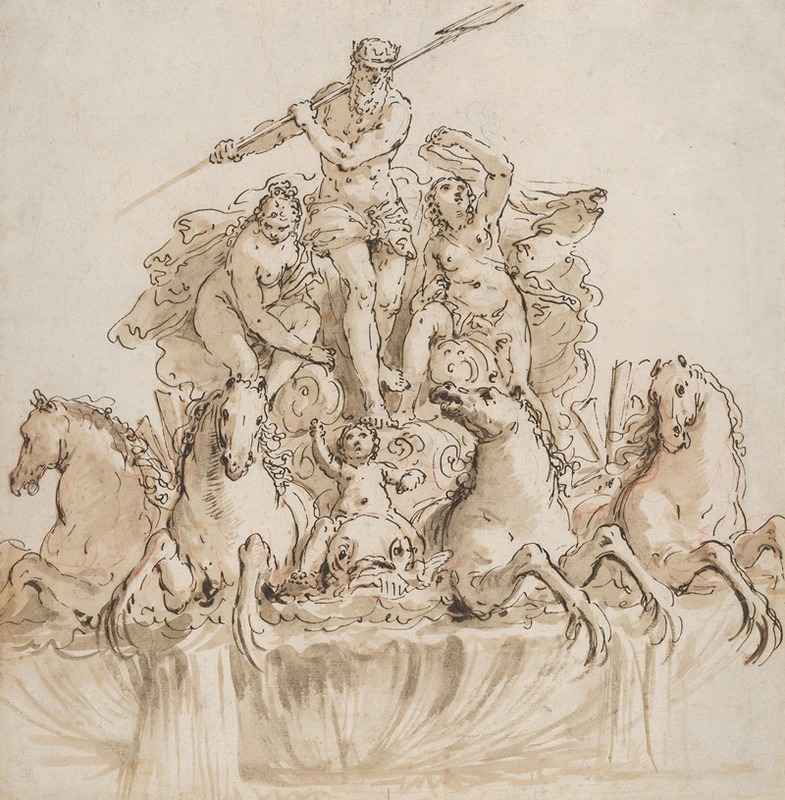 Francesco Fontebasso - Design for a Fountain with Neptune in his Chariot