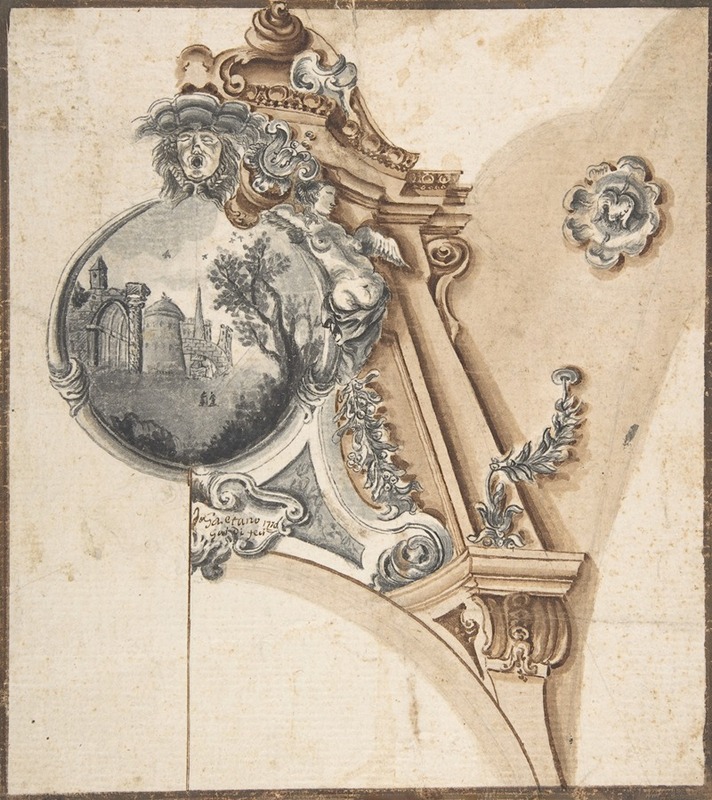 Gaetano Galdi - Decoration over an Arch with a Landscape Scene in a Round Compartment