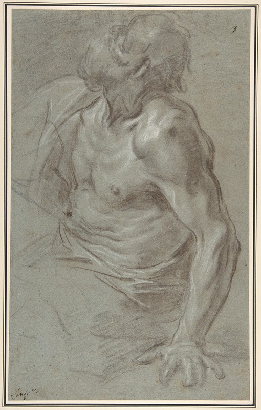 Giovanni Battista Beinaschi - Seated Bearded Male Figure Looking to Upper Left