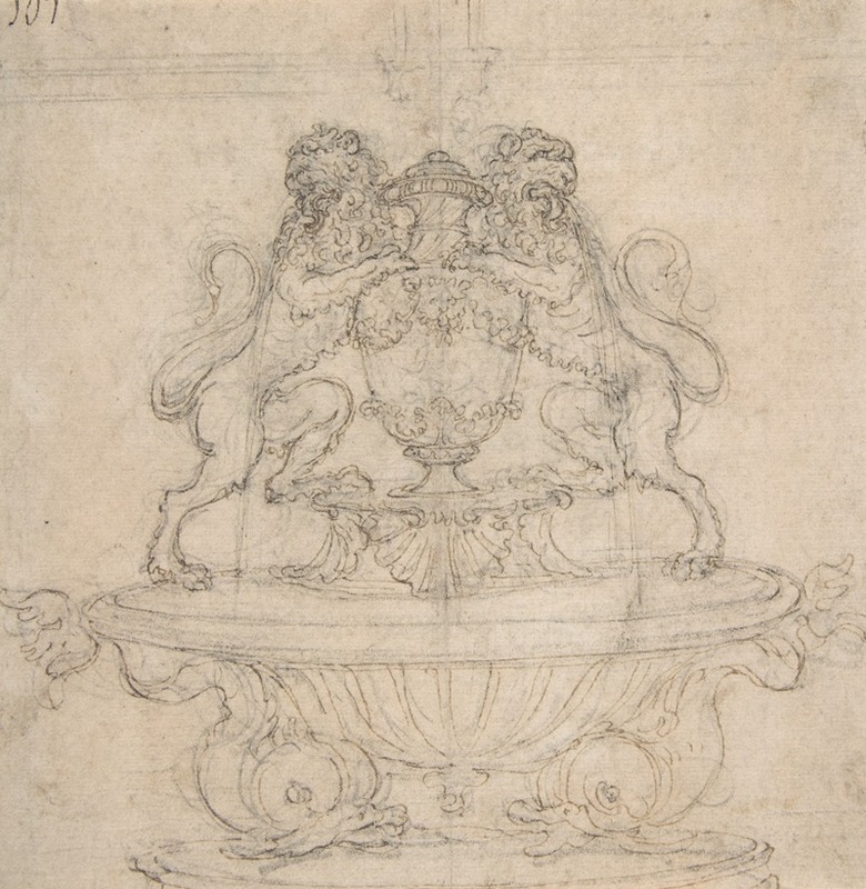 Giovanni Battista Foggini - Design for a Fountain with Two Water-Spouting Lions