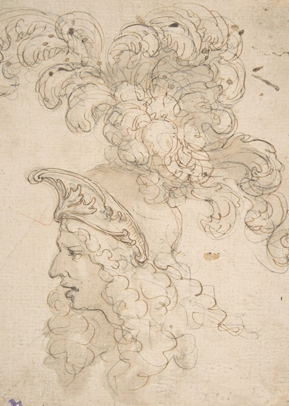 Giovanni Battista Foggini - Design for a Helmet with an Elaborate Plume