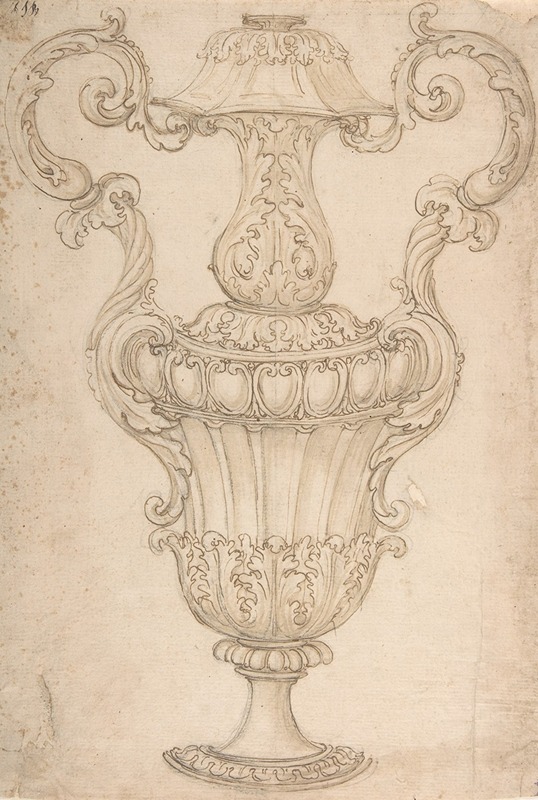 Giovanni Battista Foggini - Design for a Two-Handled Urn with Acanthus, Shell, and Egg-and-Tongue Motif