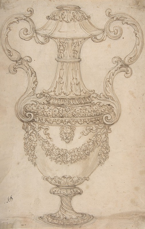 Giovanni Battista Foggini - Design for a Vase with Handles, Decorated with a Festoon