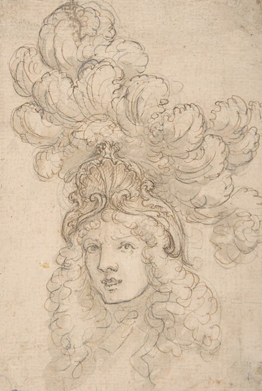 Giovanni Battista Foggini - View of a Design for a Headpiece Decorated with a Shell and Large Plume