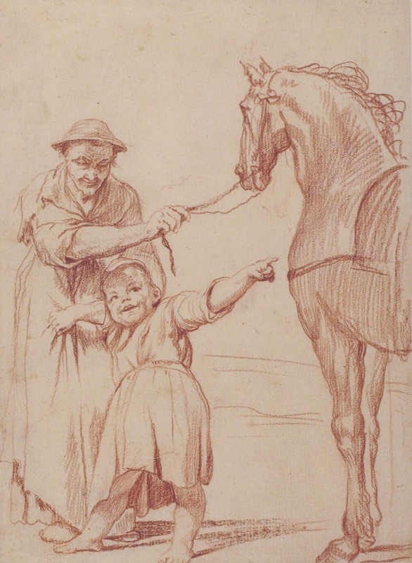 Giuseppe Maria Crespi - Marcolfa Persuades Cacasenno to Mount a Horse