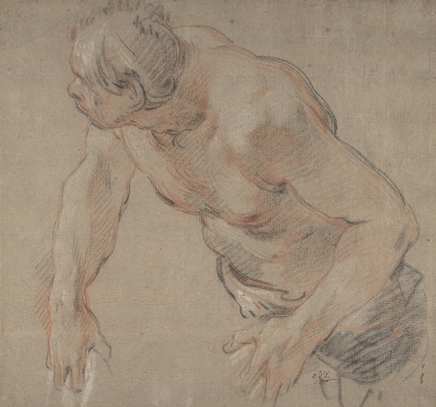 Jean-Baptiste Deshays - Half Figure of a Man, Nude to the Waist