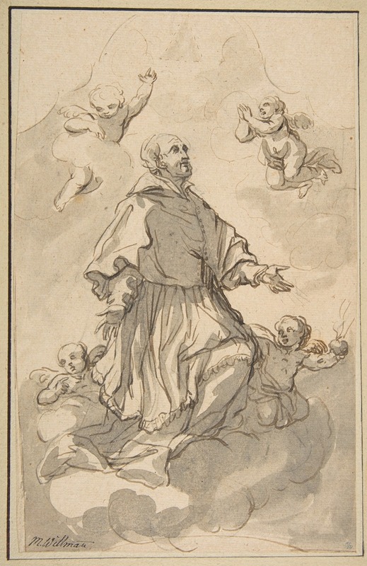 Johann Jacob Eybelwieser - Saint Augustine on Clouds Surrounded by Angels