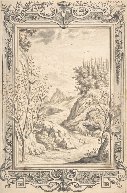 Johann Melchior Füssli - Landscape with Ornamental Frame