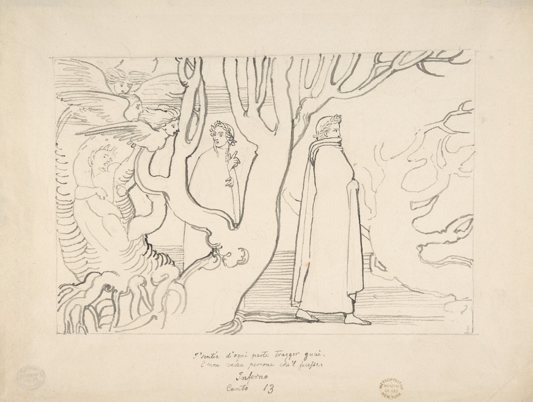 John Flaxman - Dante and Virgil in the Suicidal Wood