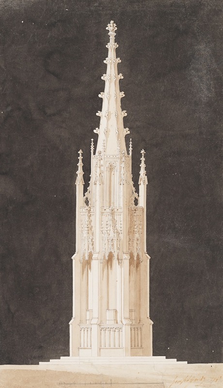 Joseph Michael Gandy - Spired Gothic Monument