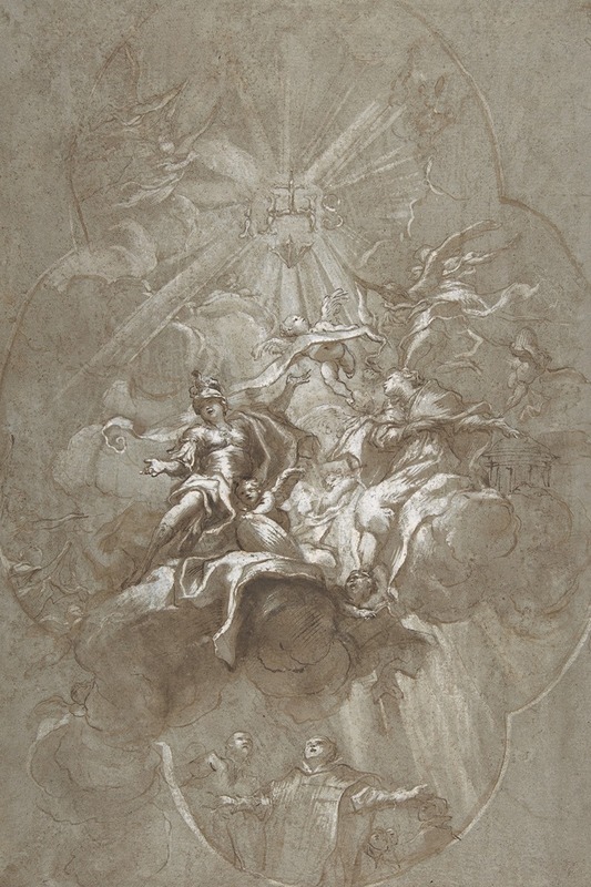 Lorenzo De' Ferrari - Ceiling Design with the Glorification of the Name of Jesus