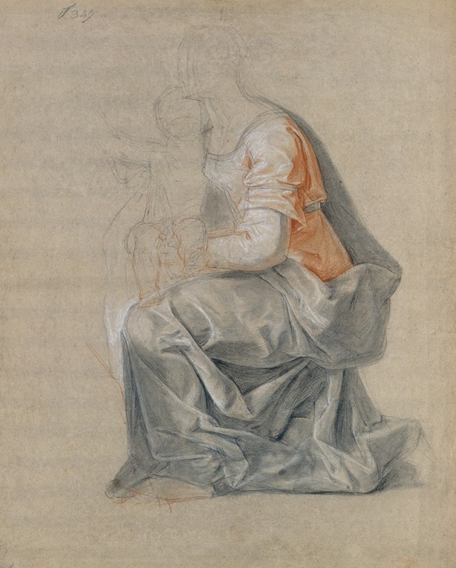 Louis Galloche - Kneeling Female Figure Holding a Child