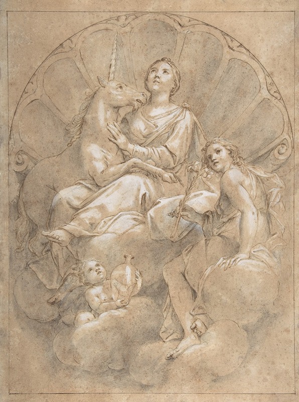 Marcantonio Franceschini - Allegorical Figure of Purity with a Unicorn