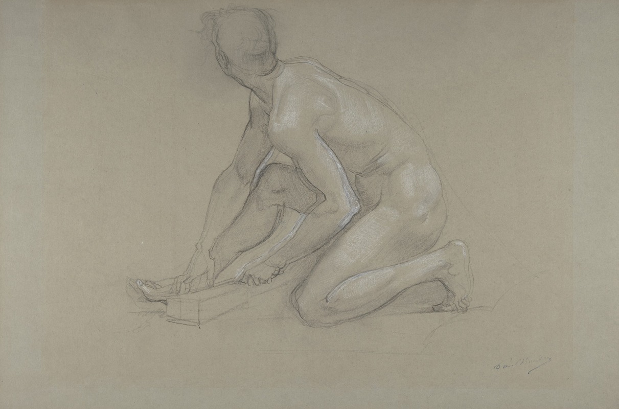 Paul-Jacques-Aimé Baudry - Crouching Nude Male Figure