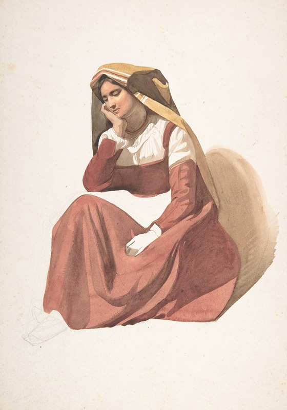 Pierre Louis Dubourcq - Seated Italian Peasant Woman