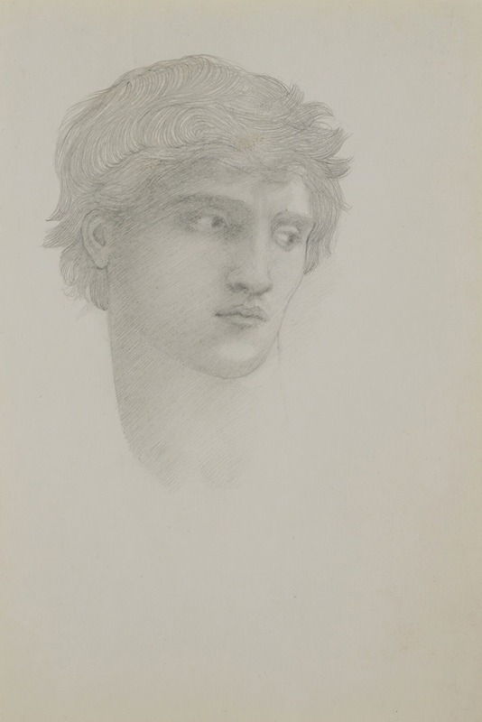 Sir Edward Coley Burne-Jones - Study for head of Perseus in the rock of doom