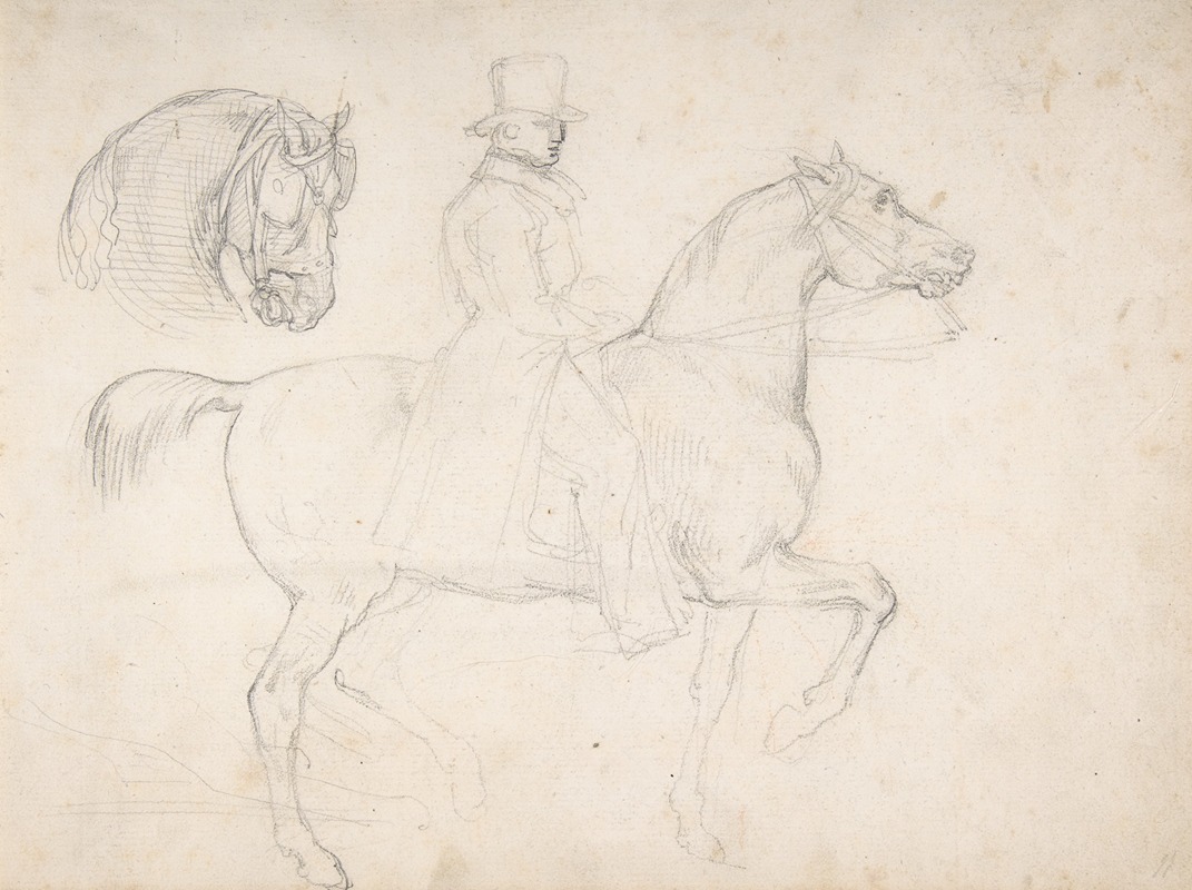 Théodore Géricault - Man on Horseback, and Study of Horse’s Head