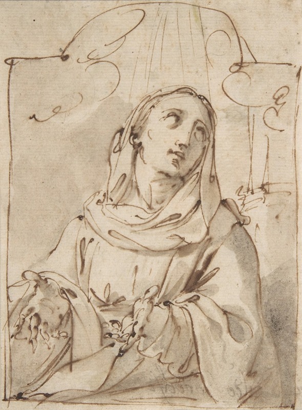 Ubaldo Gandolfi - Half Figure of a Female Saint