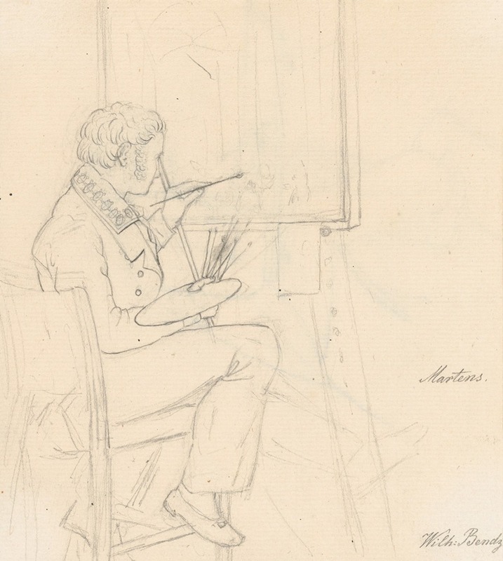 Wilhelm Bendz - Portrait of the Painter Ditlev Martens at Work Behind and Easel