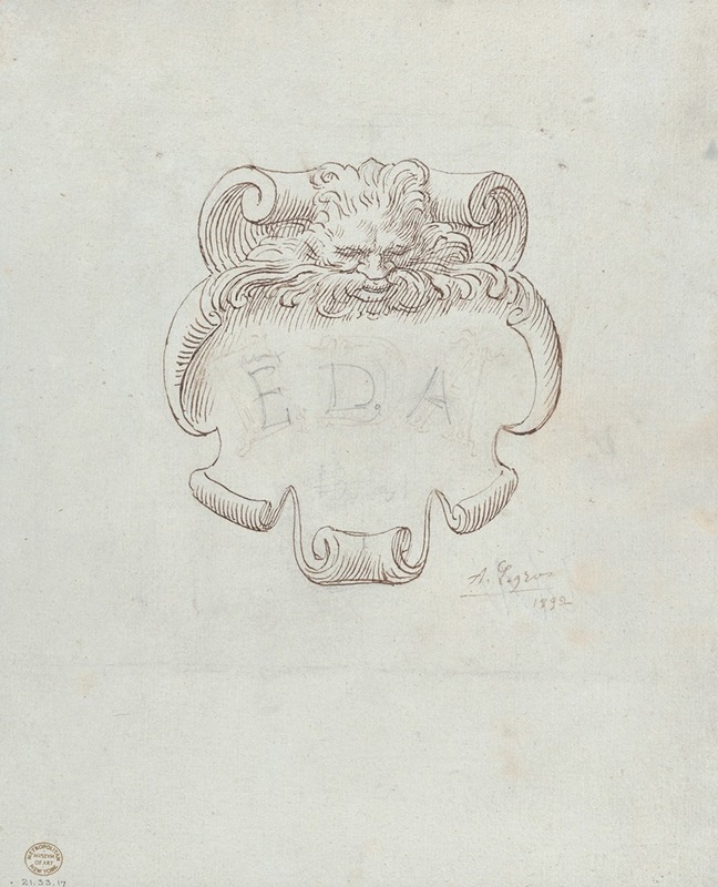 Alphonse Legros - Sketch for a Nameplate for Edward D. Adams