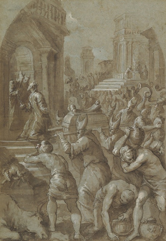 Andrea Vicentino - King Solomon Beholds the Ark of the Covenant Being Brought to the Temple