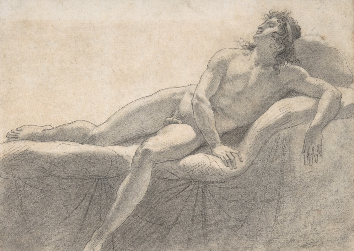 Anne Louis Girodet-Trioson - Male Nude Reclining on a Divan