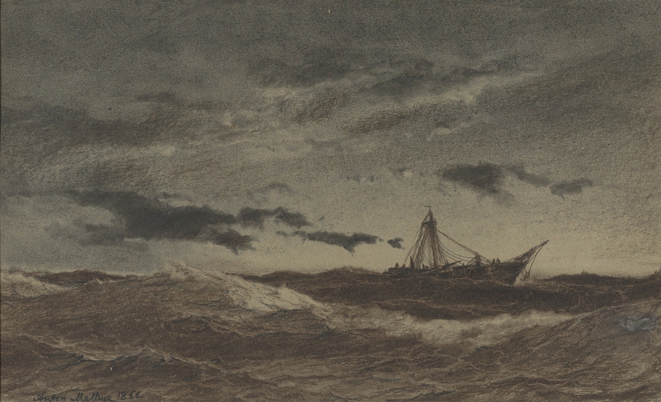 Anton Melbye - Fishing Boat at Sea