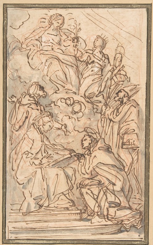 Carlo Maratti - The Virgin with Female Attendant Appearing to Four Male Saints
