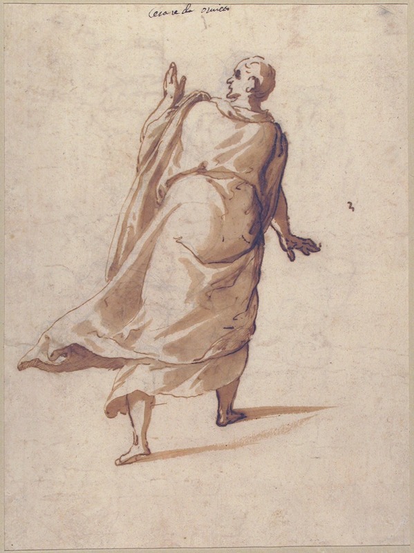 Cesare Nebbia - Back View of a Standing Man in a Long Cloak
