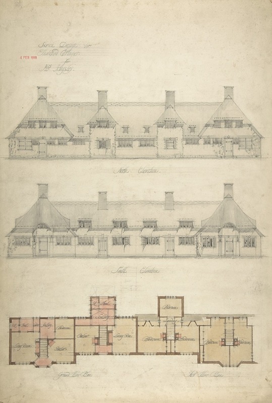 Charles Edward Mallows - Design for Thatched Cottages for Mrs. Kingsley